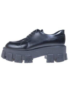 Prada Monolith Brushed Leather Lace Up Shoes Black